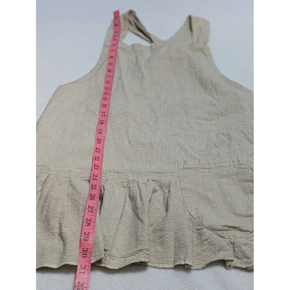 RAINE & HUMBLE Pinafore Apron Brown Taupe Tan Beige Cross Back Modest Baking